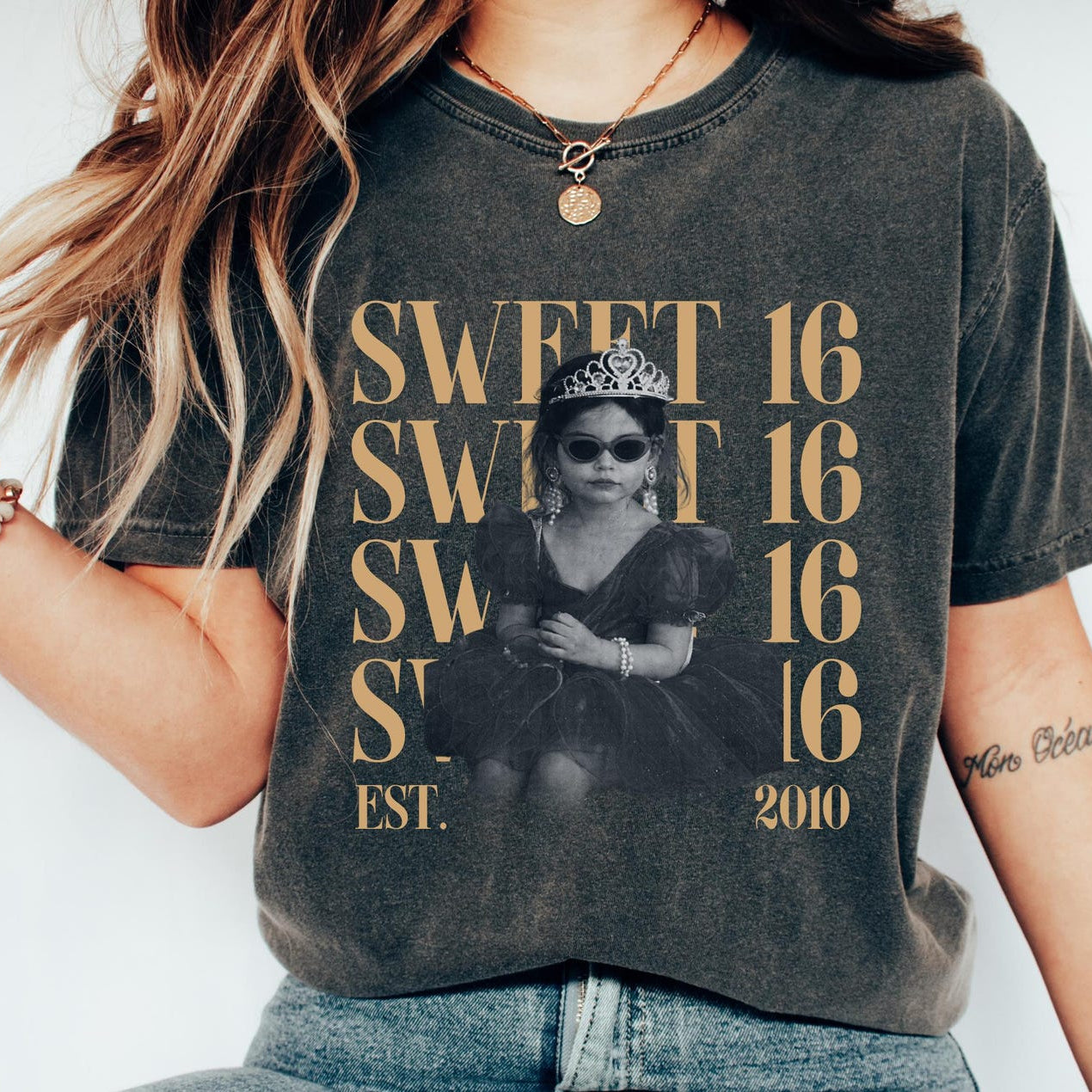 Personalised Vintage Photo And Year Shirt, Sweet Sixteen Comfort Colors Shirt, 16th Birthday Gifts, Group Turning 16 Bday Shirt