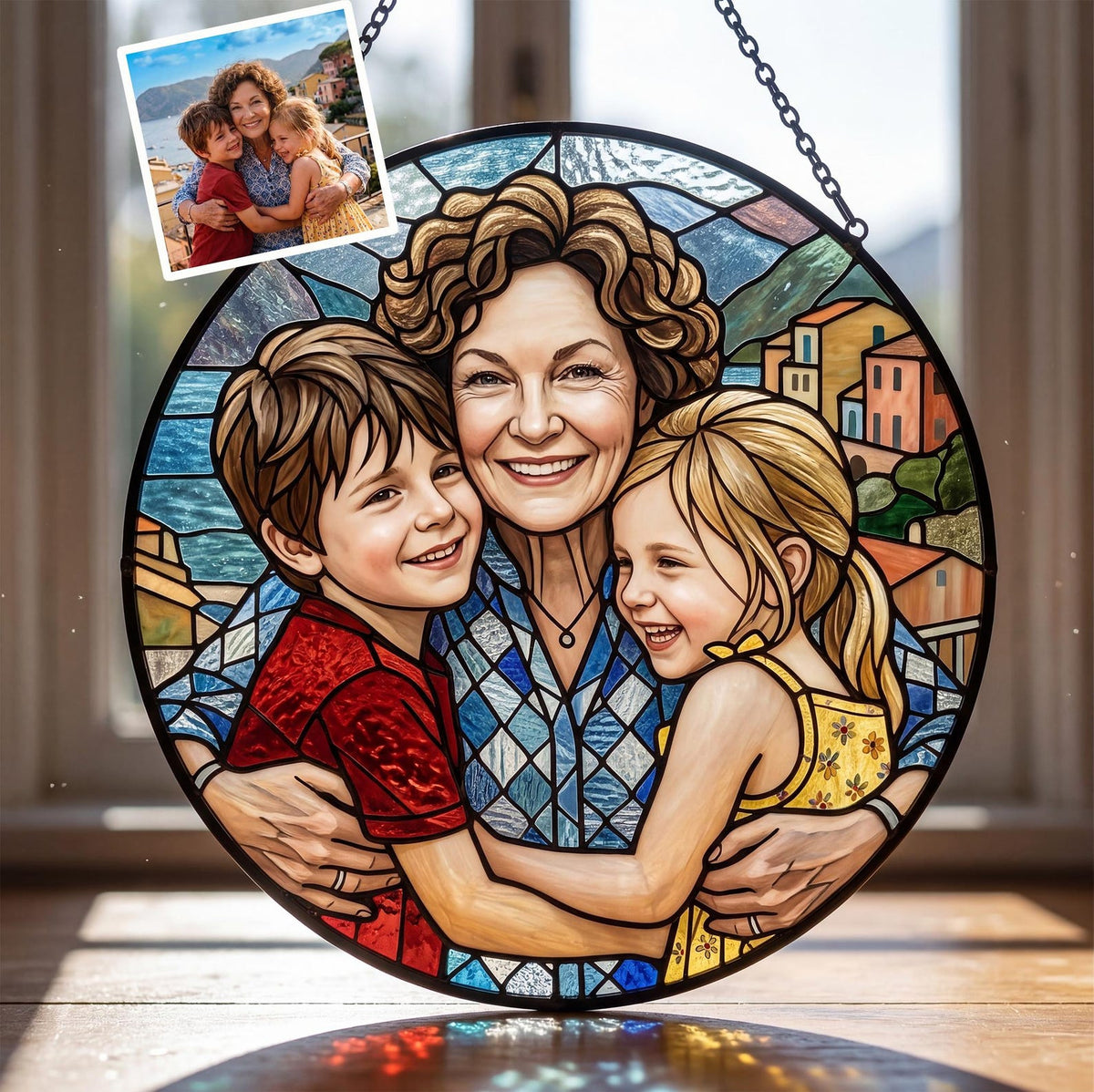 Custom Stained Glass Suncatcher Mother's Day Gift from Daughter Son Personalized Mother s Day Family Portrait Grandmother Present Mom Gift