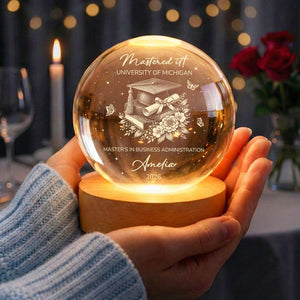 Custom Master's Degree Graduation Crystal Ball Night Light, Custom MBA Keepsake Gift, Graduation Gift For Bestie, Daughter, College Gift