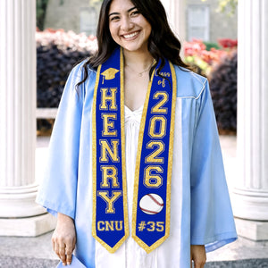 Personalized Sport Senior Graduation Stole: Custom Name and Number, Baseball Senior, Basketball Softball Senior Gifts, School Spirit Stole