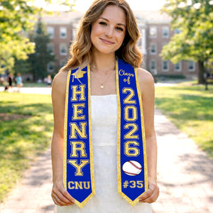 Personalized Sport Senior Graduation Stole: Custom Name and Number, Baseball Senior, Basketball Softball Senior Gifts, School Spirit Stole