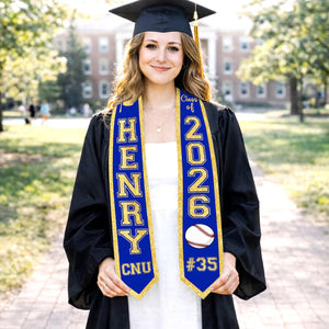 Personalized Sport Senior Graduation Stole: Custom Name and Number, Baseball Senior, Basketball Softball Senior Gifts, School Spirit Stole