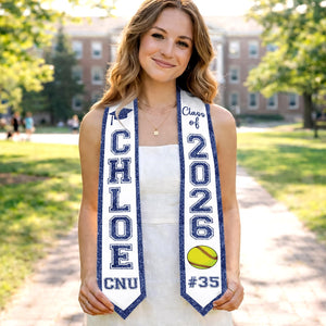 Personalized Sport Senior Graduation Stole: Custom Name and Number, Baseball Senior, Basketball Softball Senior Gifts, School Spirit Stole