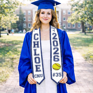 Personalized Sport Senior Graduation Stole: Custom Name and Number, Baseball Senior, Basketball Softball Senior Gifts, School Spirit Stole