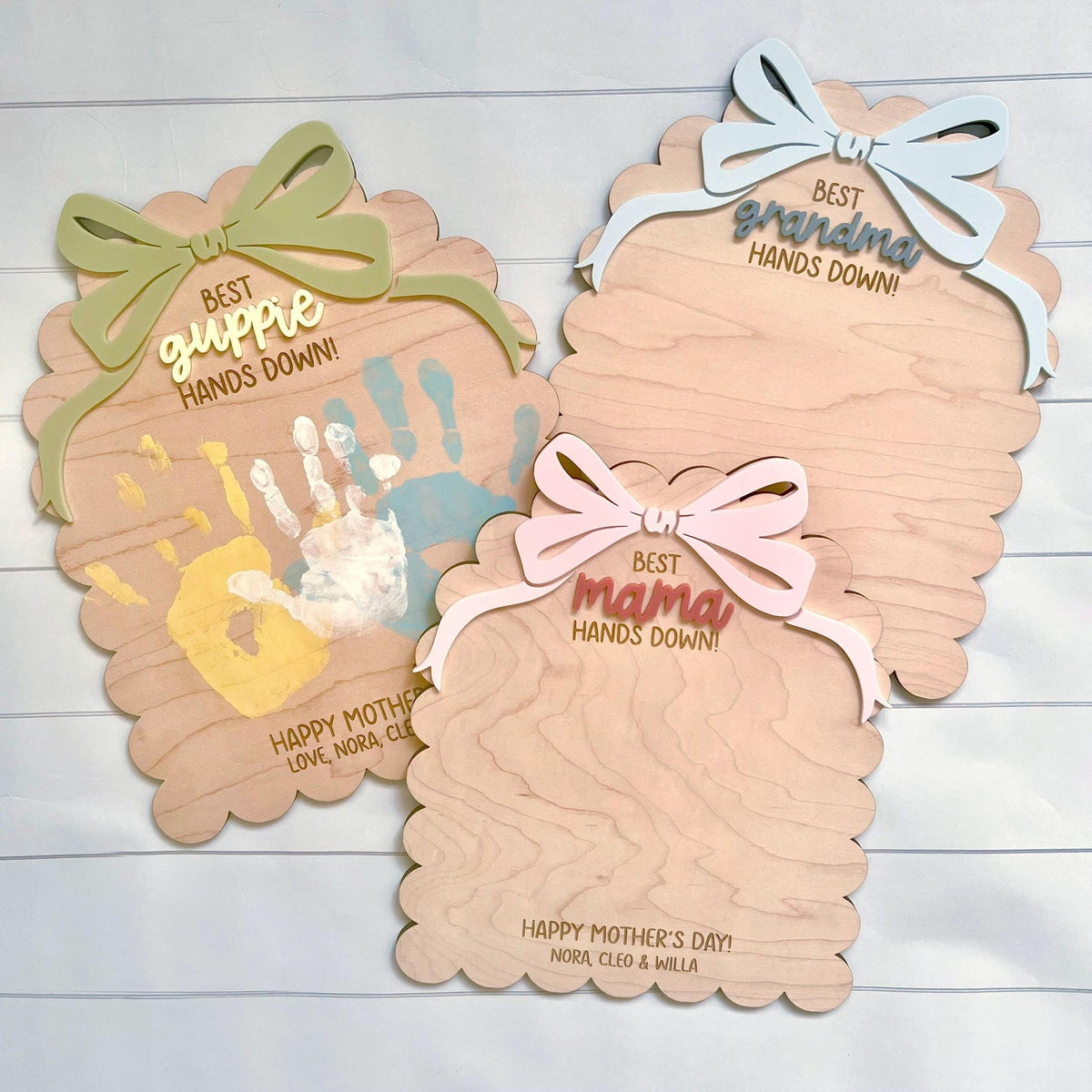 Personalized Mother's Day Handprint Sign | Custom Wood Keepsake for Mom, Grandma