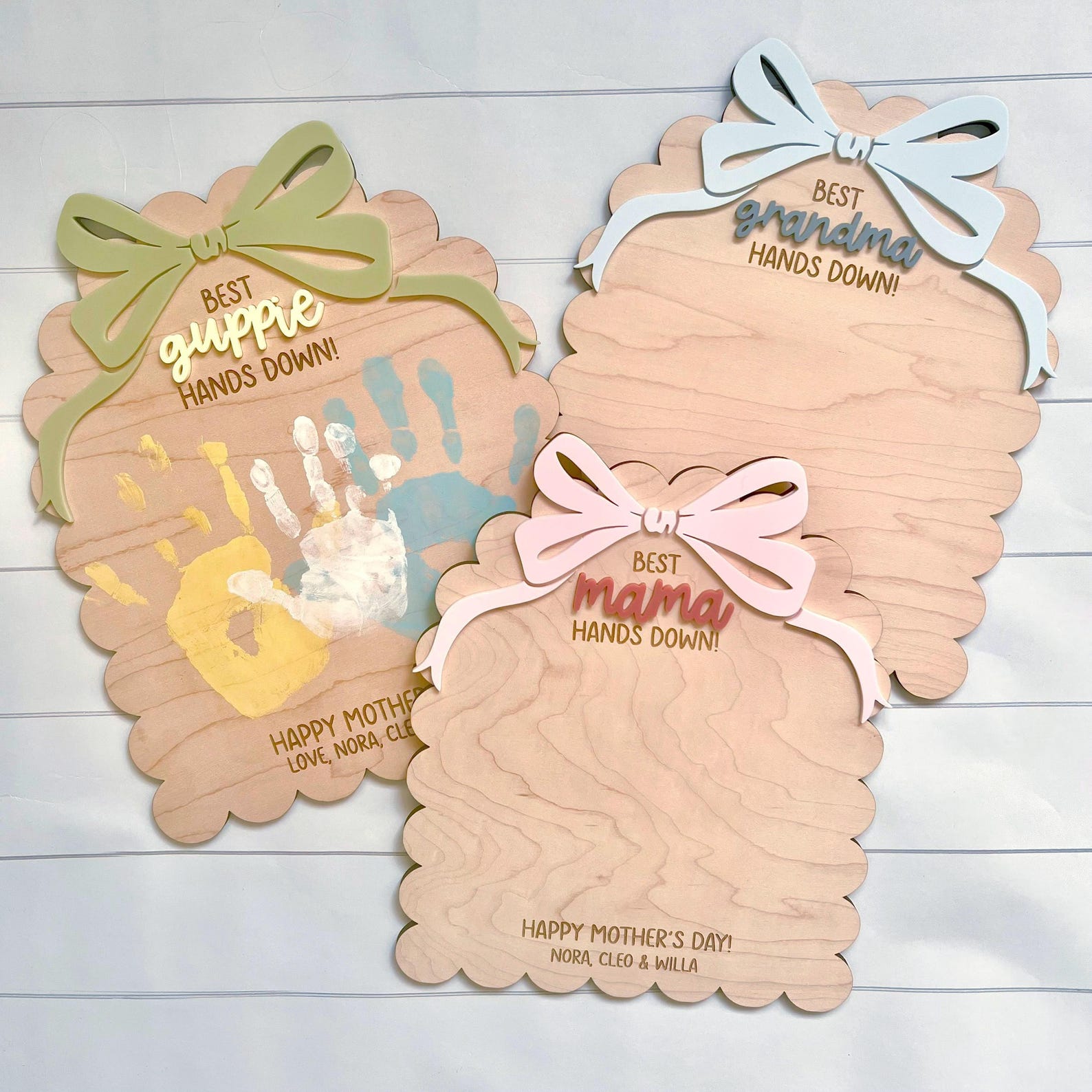 Personalized Mother's Day Handprint Sign | Custom Wood Keepsake for Mom, Grandma