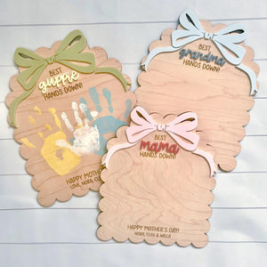 Personalized Mother's Day Handprint Sign | Custom Wood Keepsake for Mom, Grandma