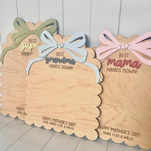 Personalized Mother's Day Handprint Sign | Custom Wood Keepsake for Mom, Grandma