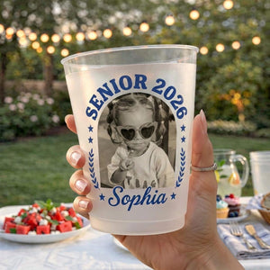Personalized Senior Custom Vintage Photo Frosted Cup, Class of 2026 Graduation Gift, Graduation Drinkware, Senior Night Cup