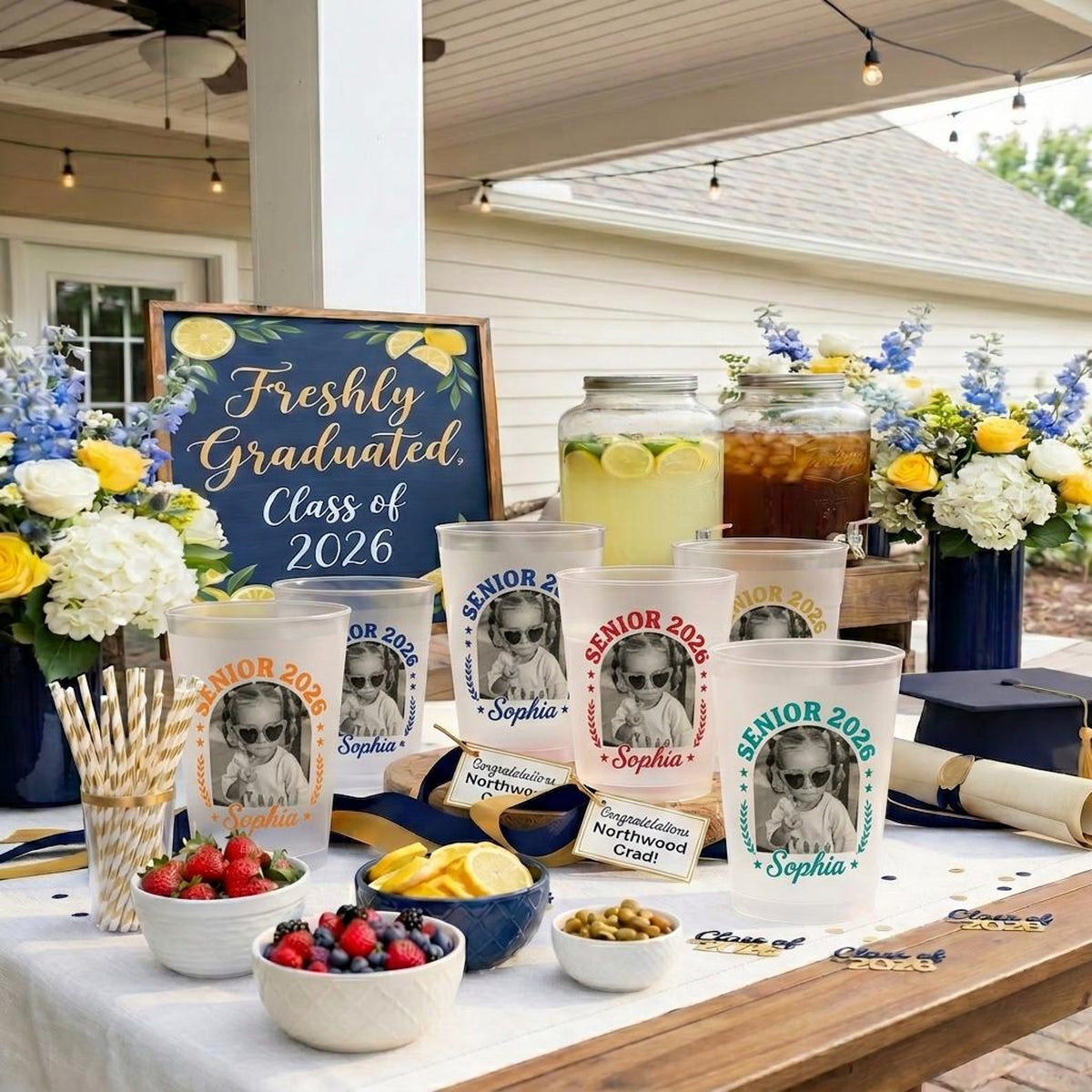 Personalized Senior Custom Vintage Photo Frosted Cup, Class of 2026 Graduation Gift, Graduation Drinkware, Senior Night Cup