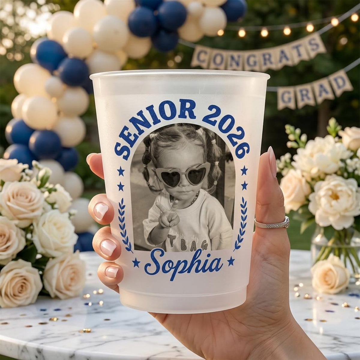 Personalized Senior Custom Vintage Photo Frosted Cup, Class of 2026 Graduation Gift, Graduation Drinkware, Senior Night Cup