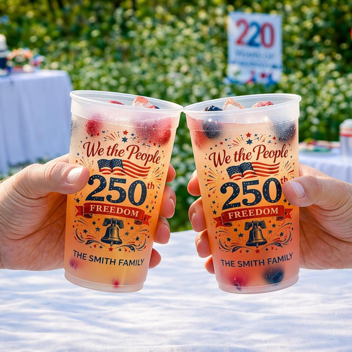 Personalized Family Name USA 250th Anniversary Frosted Cup, We The People 1776 2026 Cup, Patriotic Party Decor, 4th of July Cup