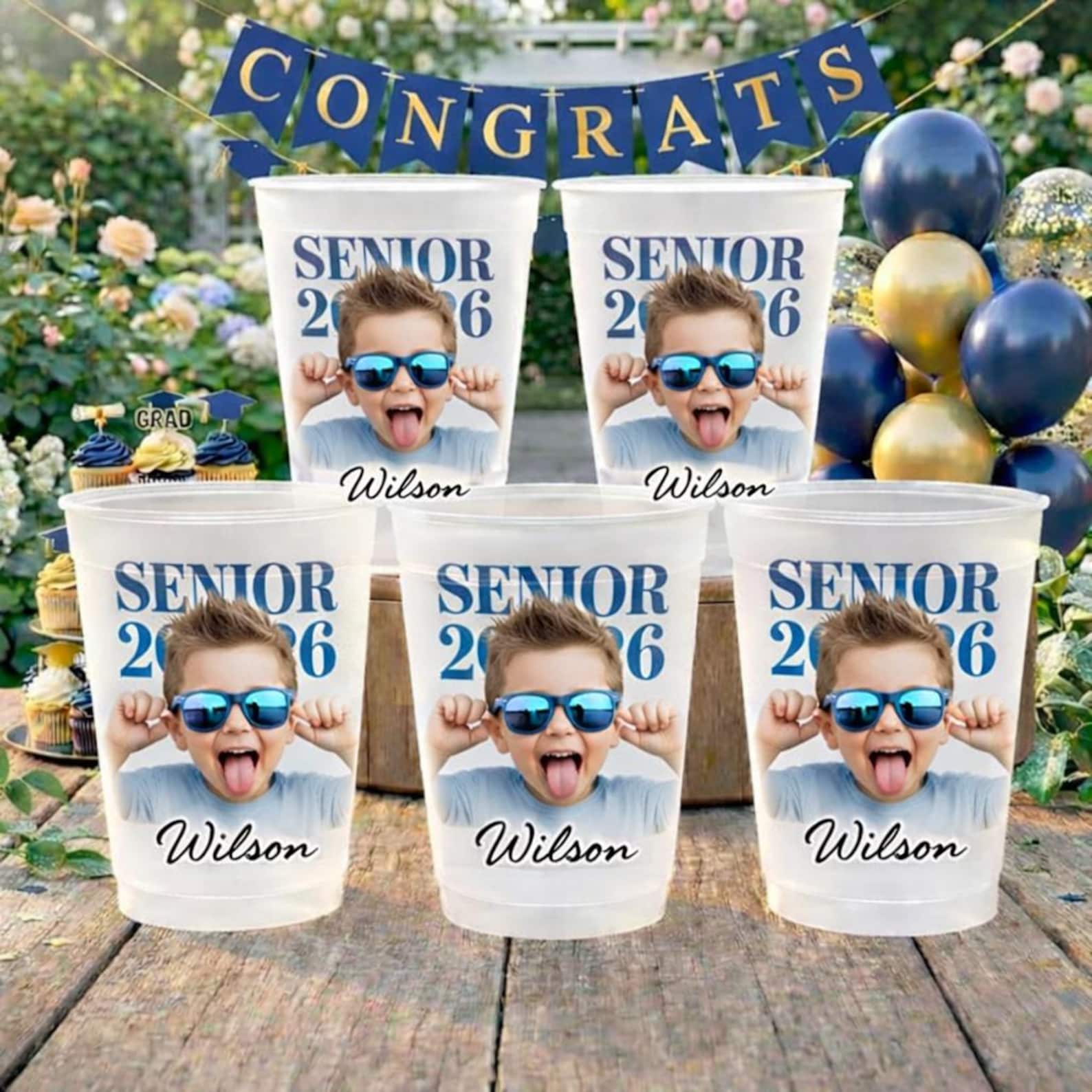 Custom Graduation Frosted Cup, Personalized Photo Senior Cup 2026, Class of 2026 Party Cups, Grad Party Decor, High School Graduation Gift