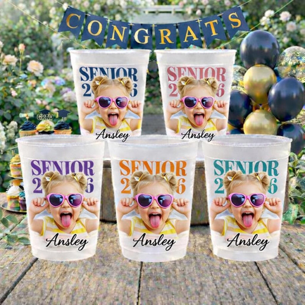 Custom Graduation Frosted Cup, Personalized Photo Senior Cup 2026, Class of 2026 Party Cups, Grad Party Decor, High School Graduation Gift