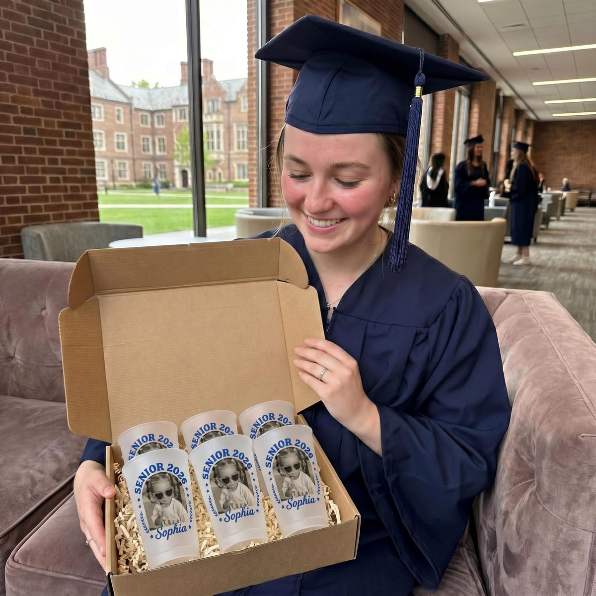 Personalized Senior Custom Vintage Photo Frosted Cup, Class of 2026 Graduation Gift, Graduation Drinkware, Senior Night Cup