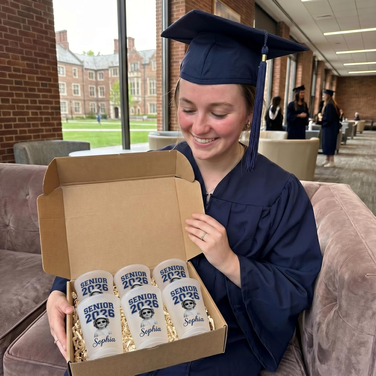 Personalized Senior Custom Vintage Photo Frosted Cup, Class of 2026 Graduation Gift, Graduation Drinkware, Senior Night Cup