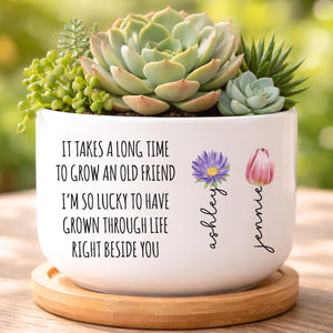 Personalized Friendship Gift, Bestie Plant Pot, Custom Birth Flower Pot, Gift For Friend