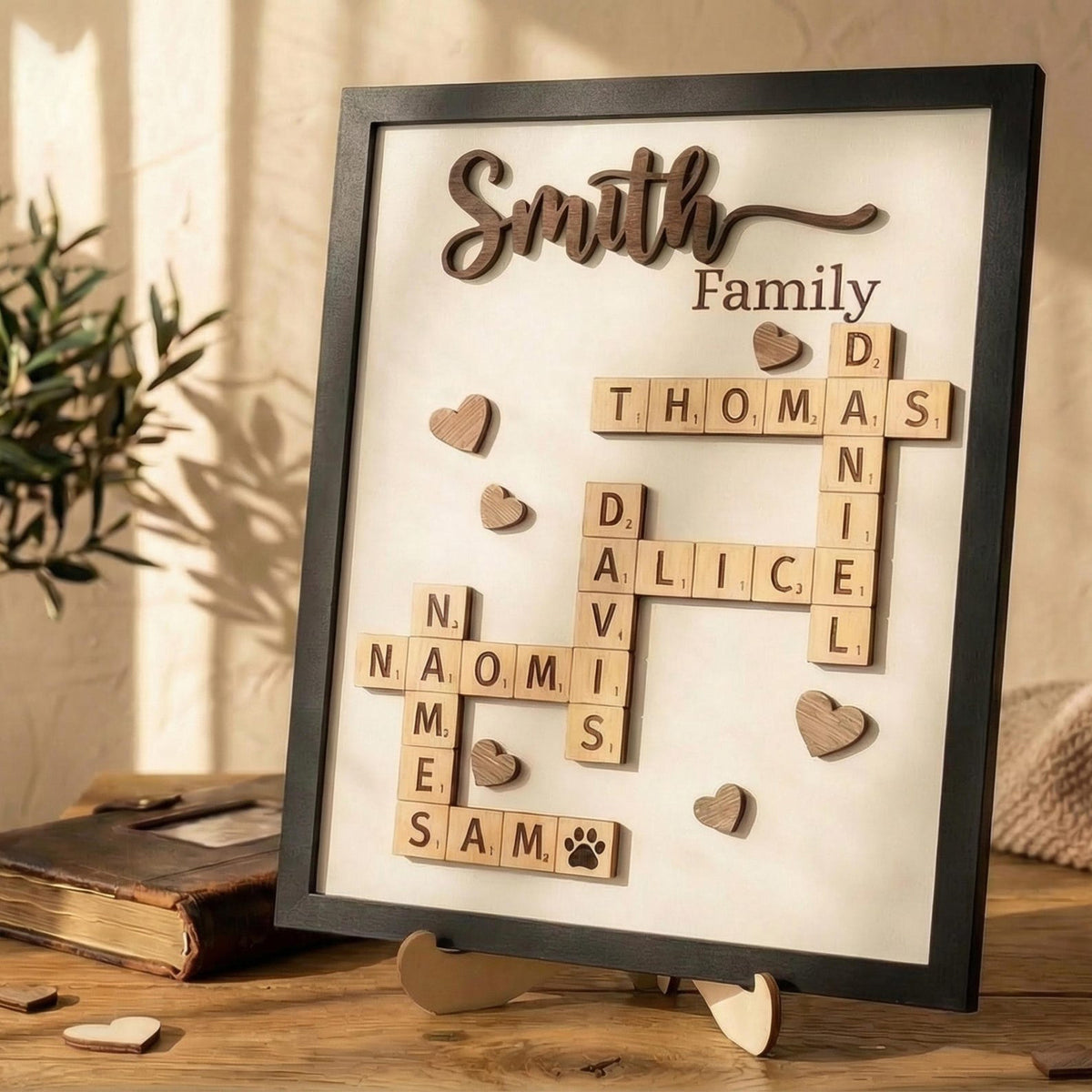Mother's Day Gift Scrabble, Personalized Mom Puzzle Sign, 3D Wooden Crossword Name Art, Fur Mom Gift, Family Keepsake, Scrable Family