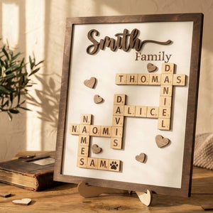 Mother's Day Gift Scrabble, Personalized Mom Puzzle Sign, 3D Wooden Crossword Name Art, Fur Mom Gift, Family Keepsake, Scrable Family