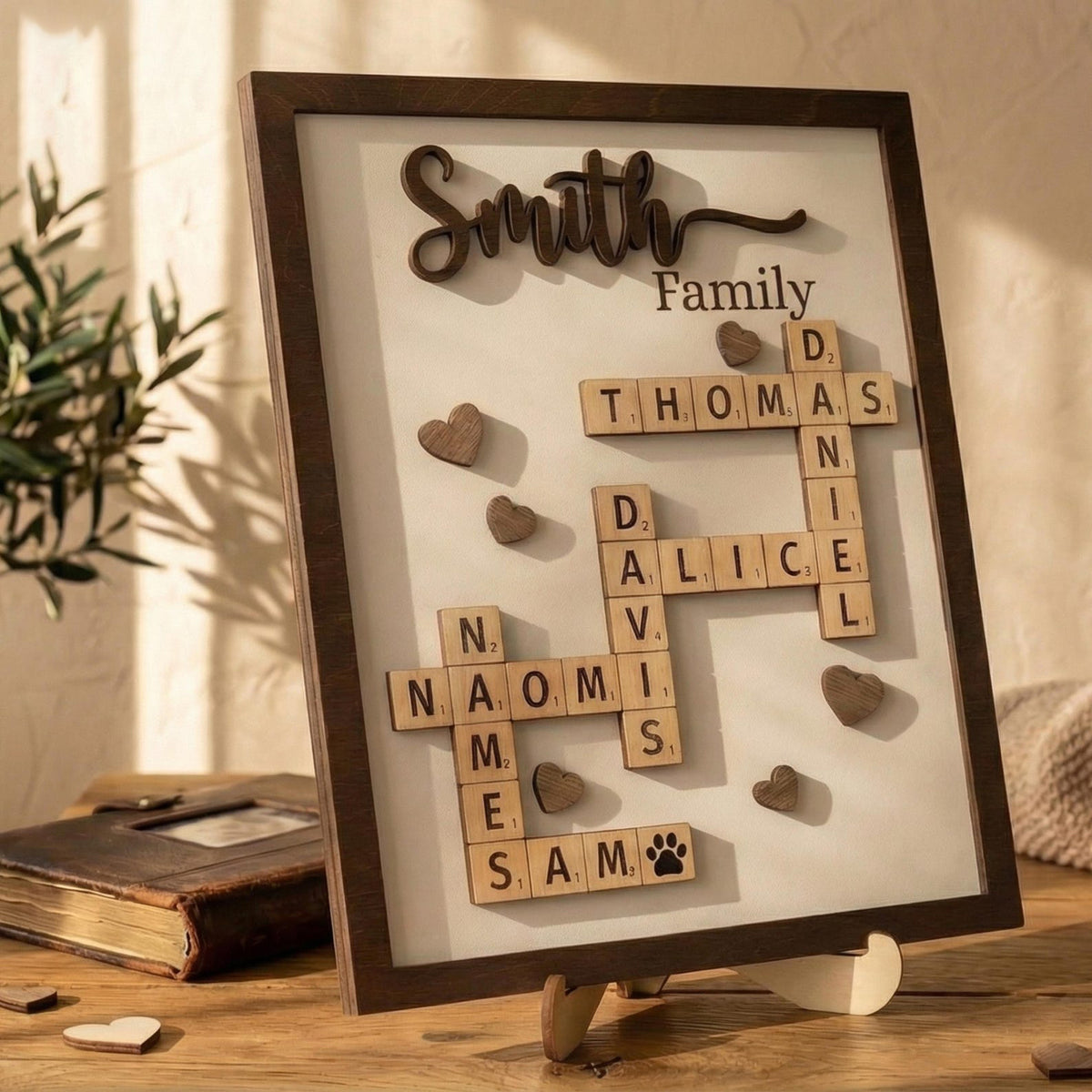 Mother's Day Gift Scrabble, Personalized Mom Puzzle Sign, 3D Wooden Crossword Name Art, Fur Mom Gift, Family Keepsake, Scrable Family