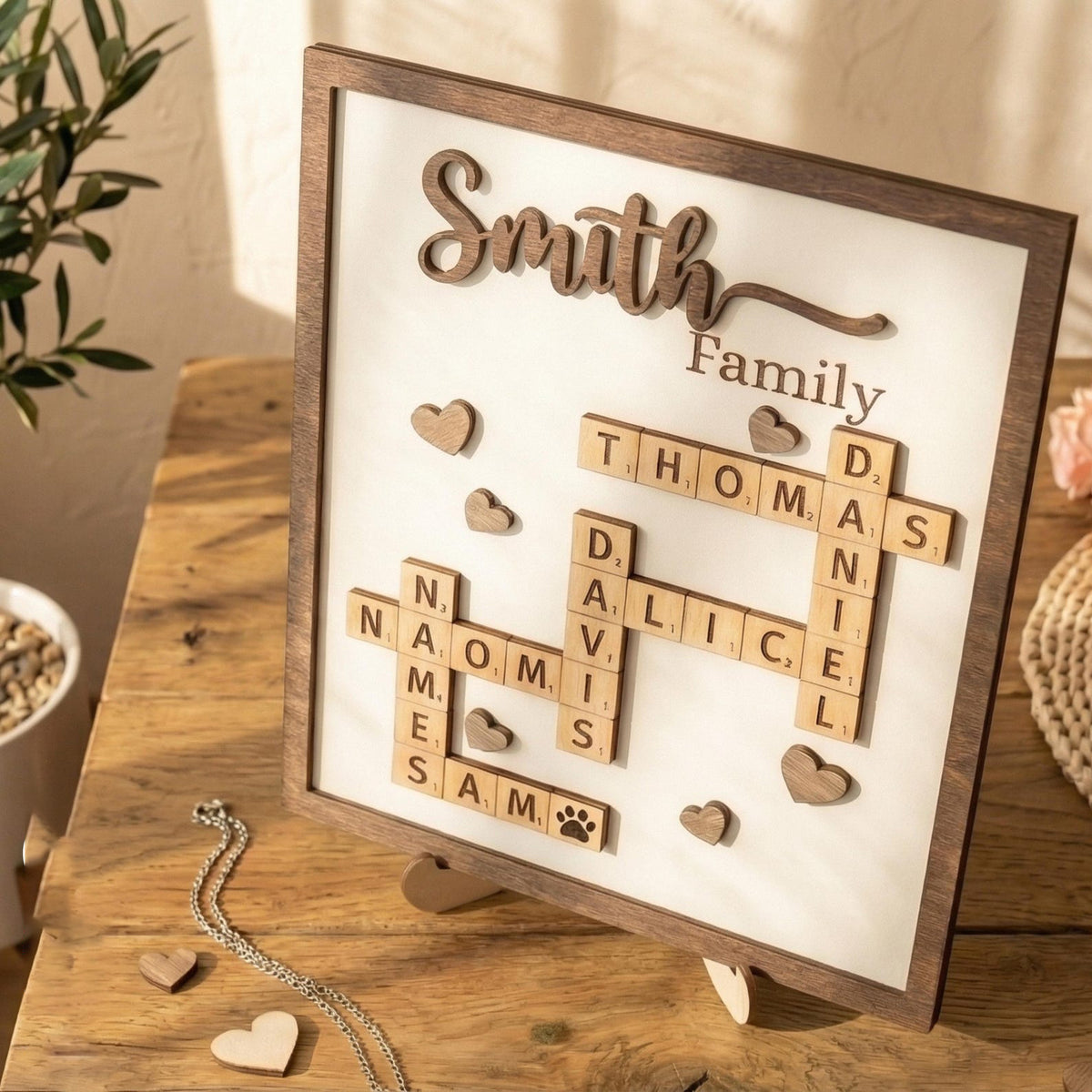 Mother's Day Gift Scrabble, Personalized Mom Puzzle Sign, 3D Wooden Crossword Name Art, Fur Mom Gift, Family Keepsake, Scrable Family