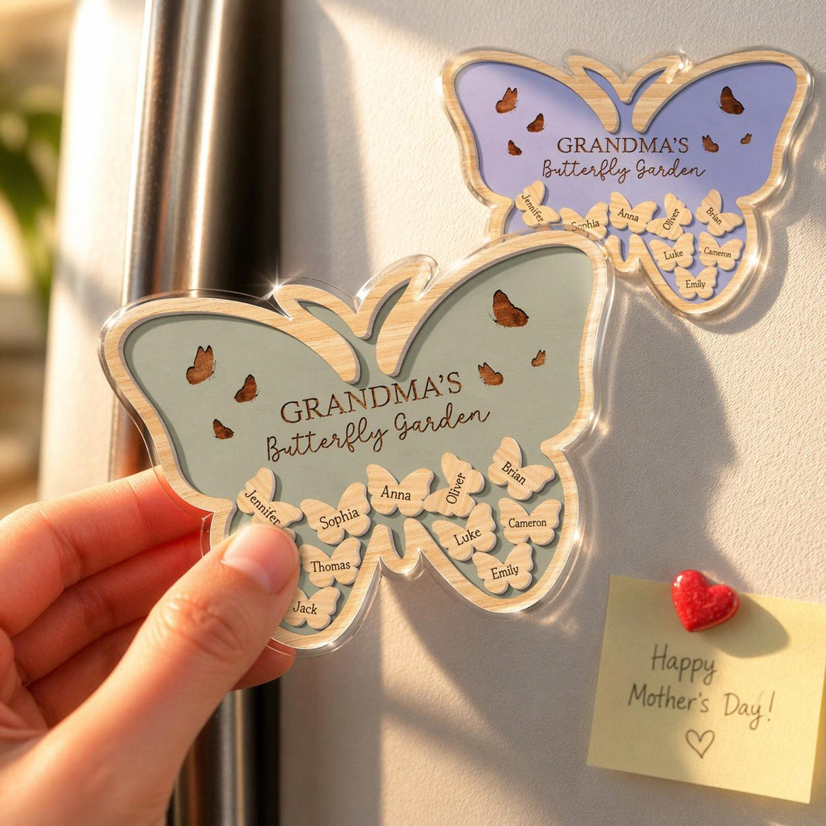 Personalized Mother's Day Gift For Grandma, Custom Grandkids Butterfly Magnet, Grandma Butterfly Garden Magnet, Grandma Gift From Grandkids