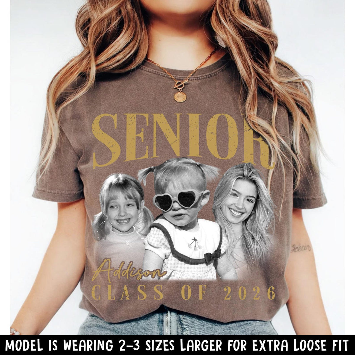 Personalised Vintage Photo and Year Senior Shirt: Retro Graduate Picture Shirt, Class of 2026 Graduation Gift, Senior Boy Girl Grad Gifts