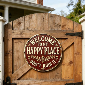 Welcome to My Happy Place Metal Sign,Rustic Home Decor,Whimsical Home Decor,Patio Decor,Garden Metal Sign For Mom