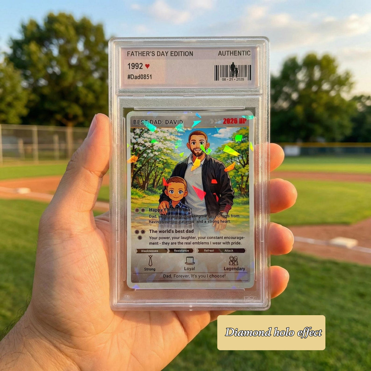 Custom Poke Card Dad Gift, Personalized Father Card, Level Dad Card, Father s Day Gift, Custom Photo Card, Gift for Dad