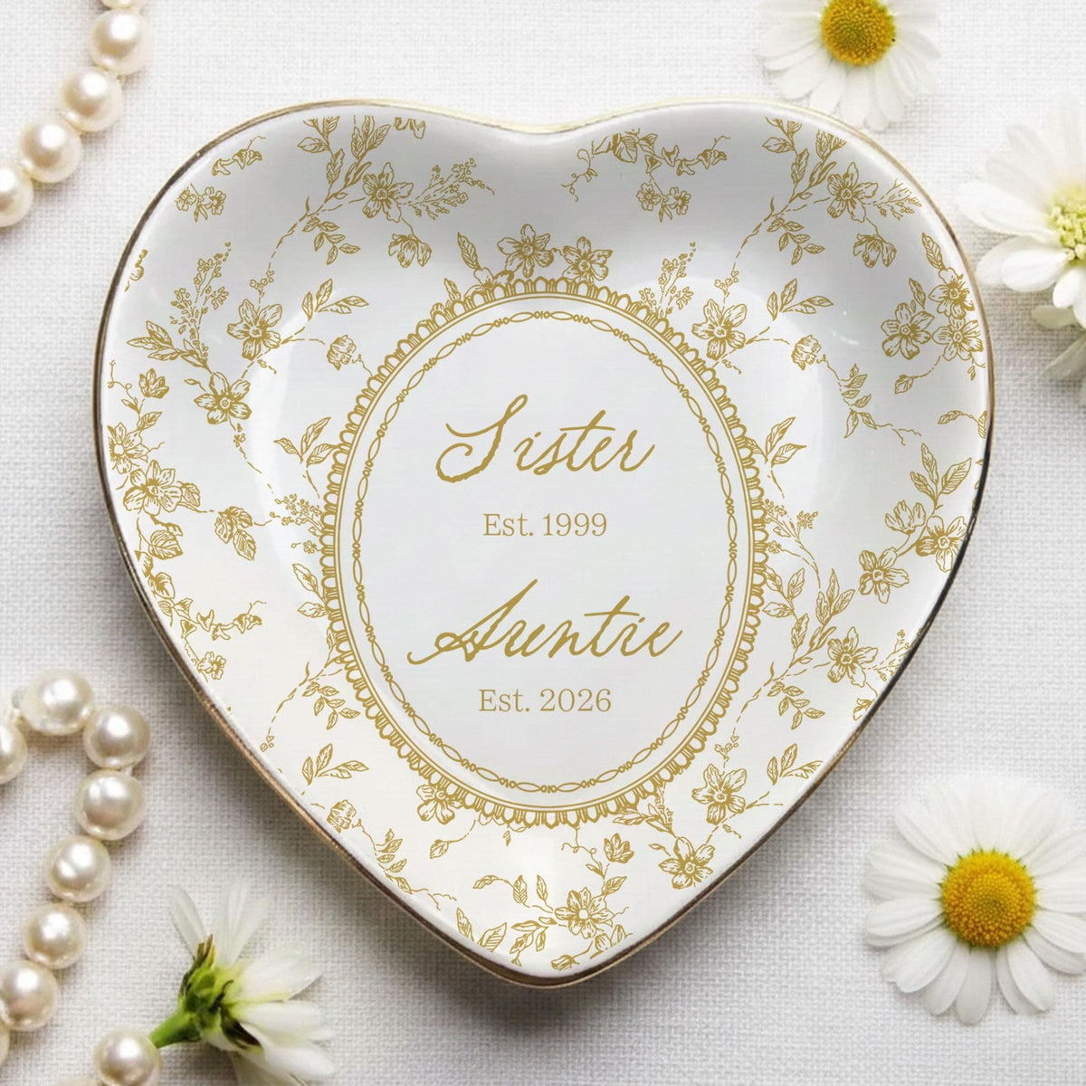 Personalized Toile de Jouy Grandma Est Ring Dish, Custom New Grandma Ceramic Jewelry Tray, Promoted To Grandma, Mothers Day Gift for Grandma