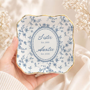 Personalized Toile de Jouy Grandma Est Ring Dish, Custom New Grandma Ceramic Jewelry Tray, Promoted To Grandma, Mothers Day Gift for Grandma