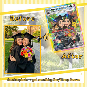 Custom Holographic Poke Style Trading Card Personalized Graduation Gift, Best Friend Printed Anime Portrait Keepsake 2026