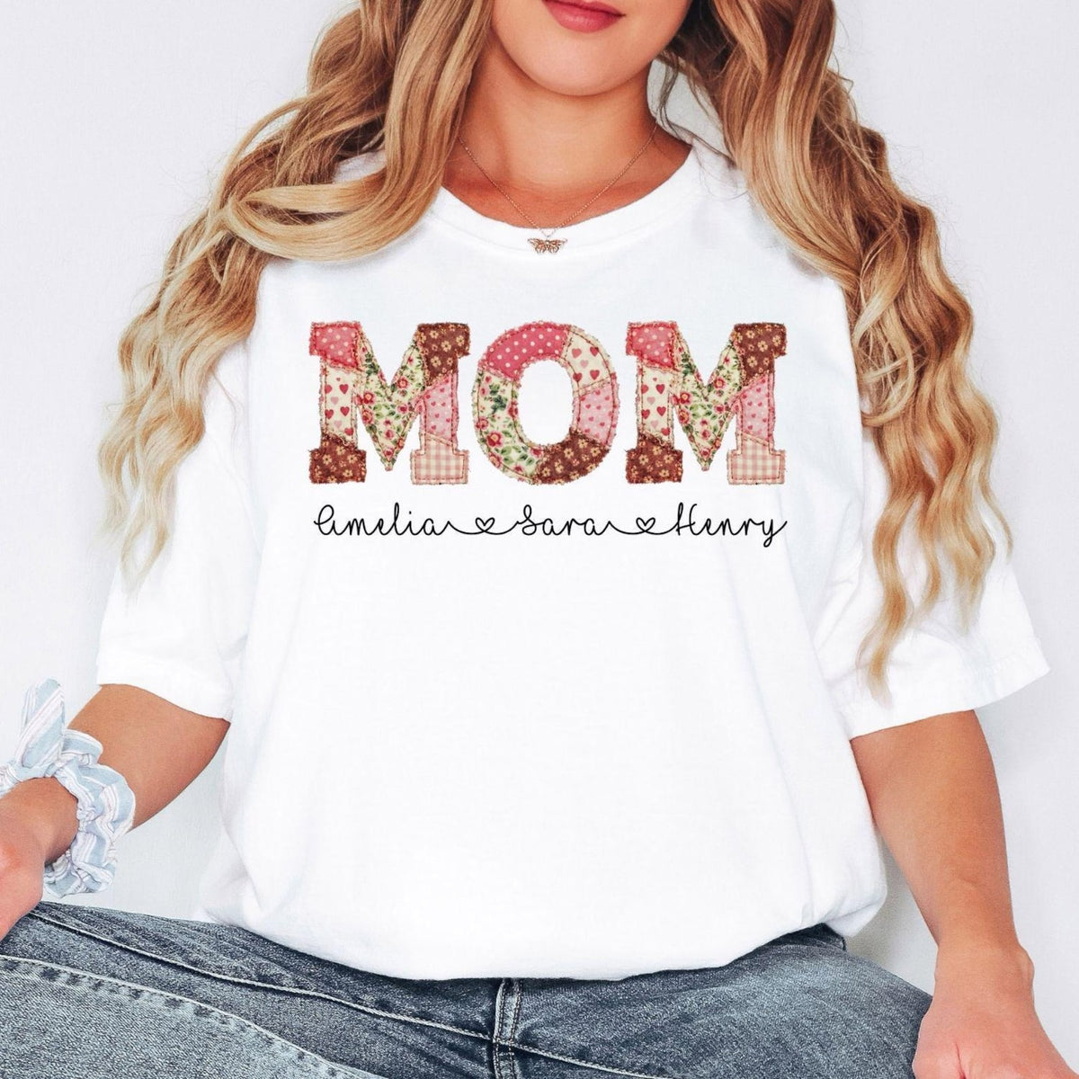 Personalized Mom Shirt, Custom Kids Names Comfort Color T-Shirt, Mother Gift Shirt, Mama Shirt, Mothers Day Shirt, Print Only Not a Patch