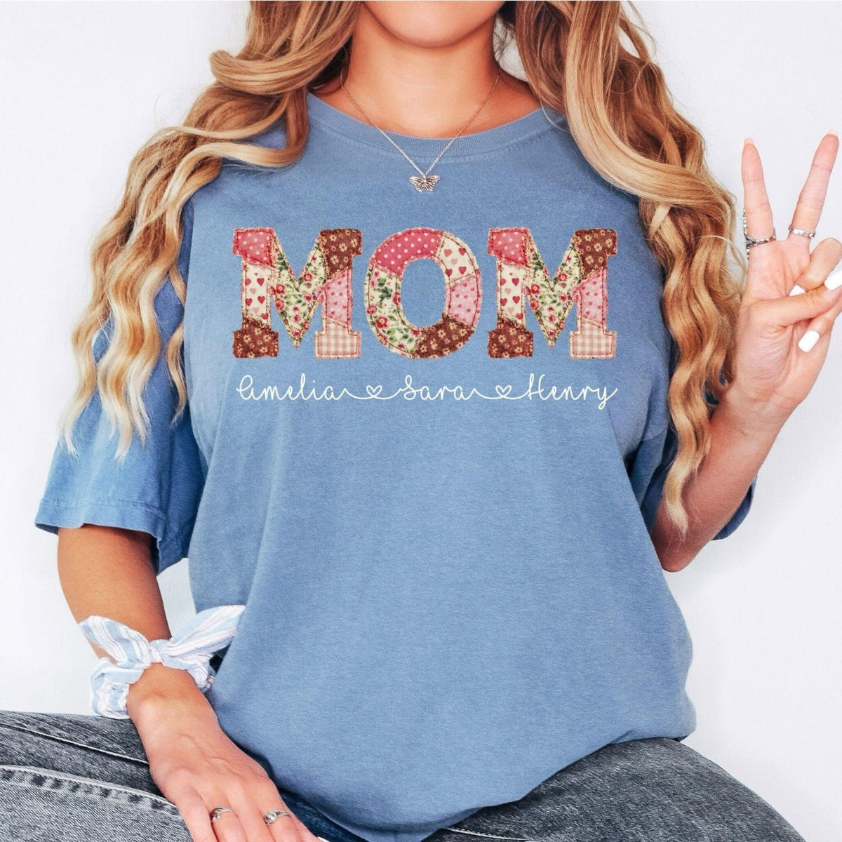 Personalized Mom Shirt, Custom Kids Names Comfort Color T-Shirt, Mother Gift Shirt, Mama Shirt, Mothers Day Shirt, Print Only Not a Patch