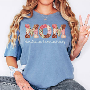 Personalized Mom Shirt, Custom Kids Names Comfort Color T-Shirt, Mother Gift Shirt, Mama Shirt, Mothers Day Shirt, Print Only Not a Patch