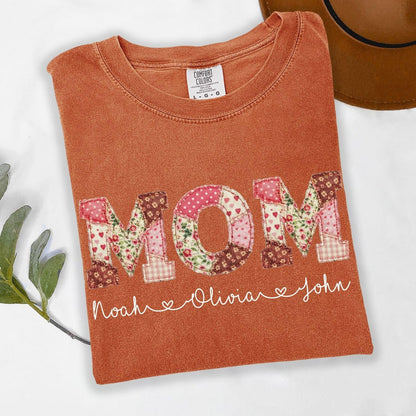 Personalized Mom Shirt, Custom Kids Names Comfort Color T-Shirt, Mother Gift Shirt, Mama Shirt, Mothers Day Shirt, Print Only Not a Patch