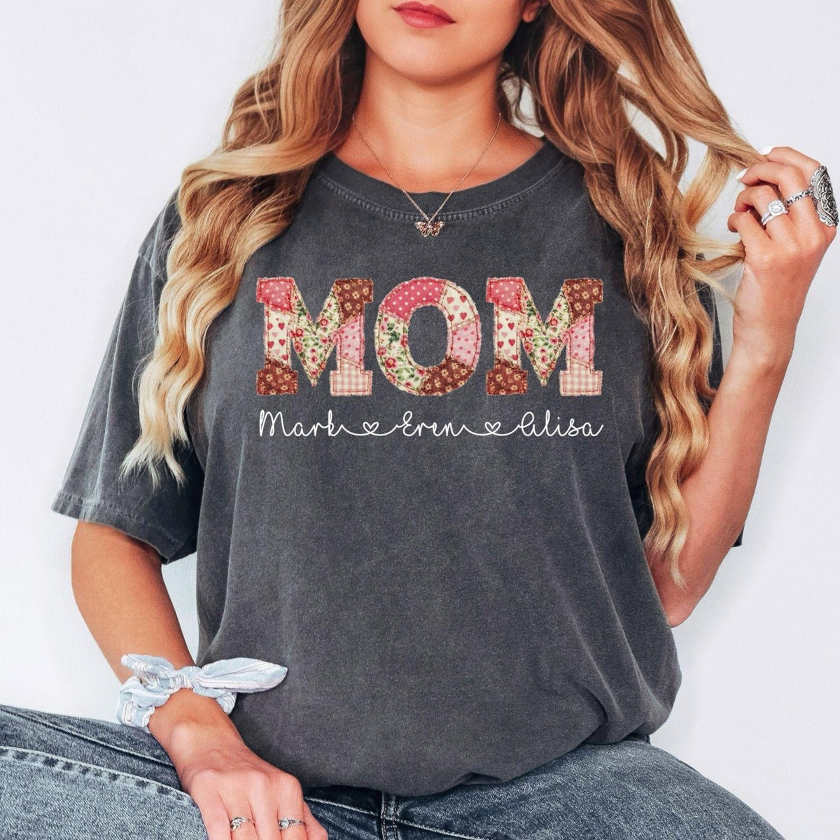 Personalized Mom Shirt, Custom Kids Names Comfort Color T-Shirt, Mother Gift Shirt, Mama Shirt, Mothers Day Shirt, Print Only Not a Patch