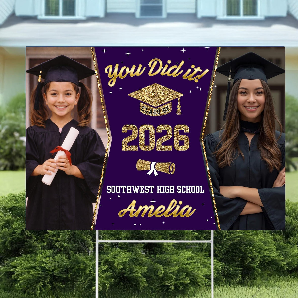 Class of 2026 Graduation Yard Sign, Personalized Photo Yard Sign, Custom Senior Yard Decor