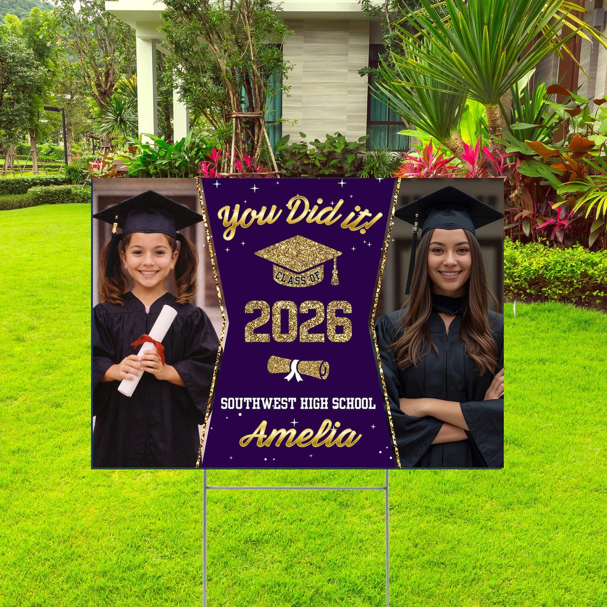 Class of 2026 Graduation Yard Sign, Personalized Photo Yard Sign, Custom Senior Yard Decor