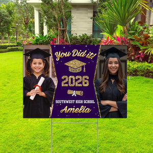 Class of 2026 Graduation Yard Sign, Personalized Photo Yard Sign, Custom Senior Yard Decor