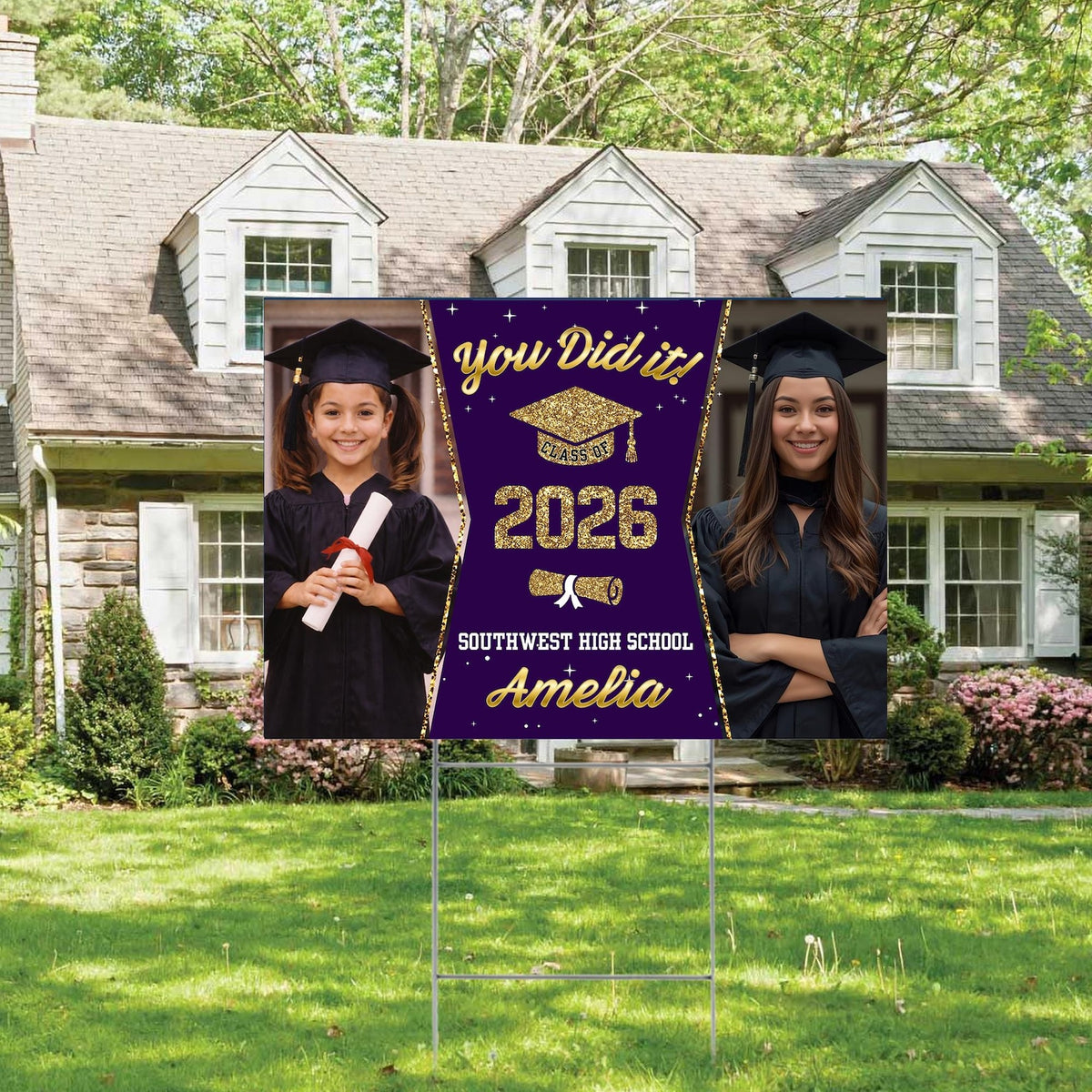 Class of 2026 Graduation Yard Sign, Personalized Photo Yard Sign, Custom Senior Yard Decor
