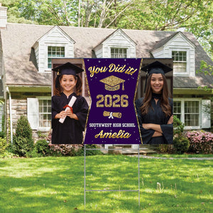 Class of 2026 Graduation Yard Sign, Personalized Photo Yard Sign, Custom Senior Yard Decor