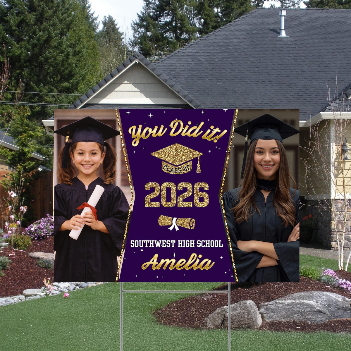 Class of 2026 Graduation Yard Sign, Personalized Photo Yard Sign, Custom Senior Yard Decor