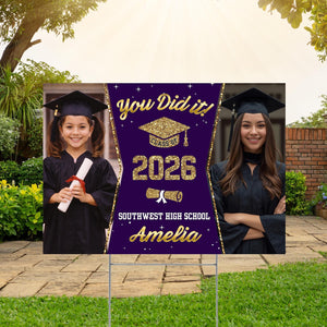 Class of 2026 Graduation Yard Sign, Personalized Photo Yard Sign, Custom Senior Yard Decor