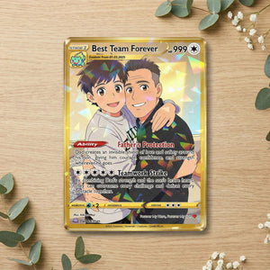 Custom Father Son Card, Personalized Dad and Son Portrait, Trading Card Gift for Father s Day, Family Keepsake