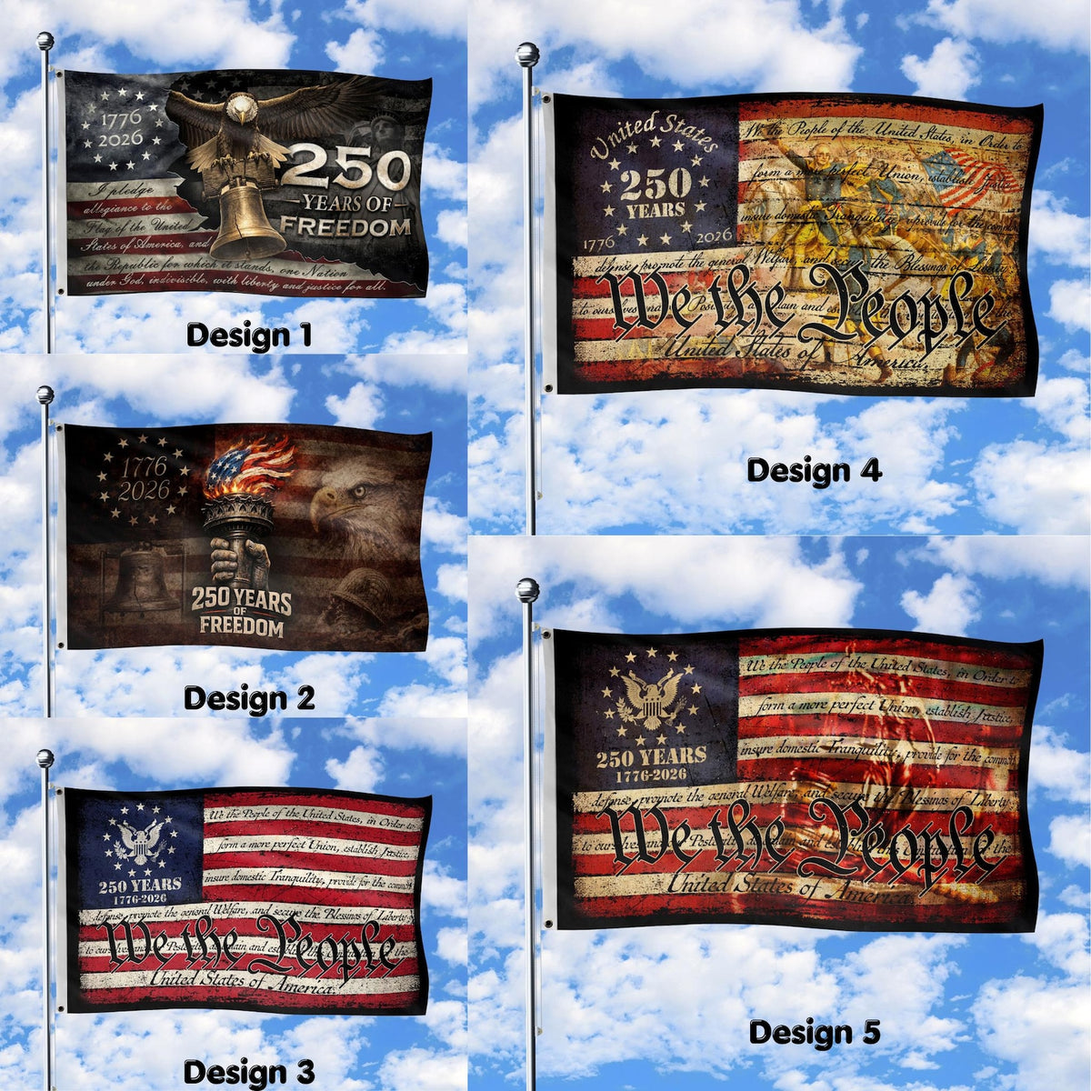 We The People 250th Anniversary Flag, 250 Years of Freedom Flag, USA Independence Day Decor, Fourth of July Gift, Celebration 1776-2026