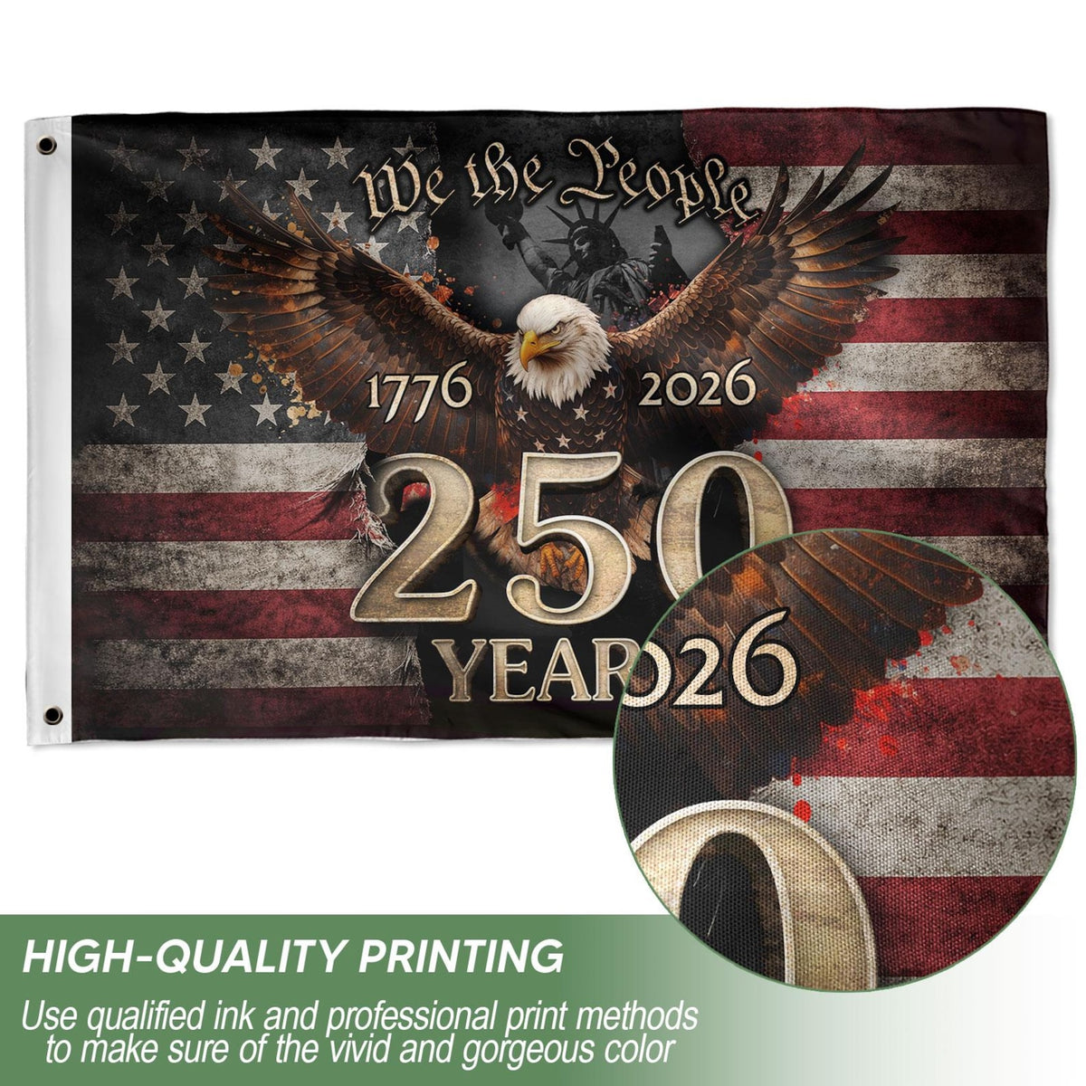 We The People 250th Anniversary Flag, 250 Years of Freedom Flag, USA Independence Day Decor, Fourth of July Gift, Celebration 1776-2026