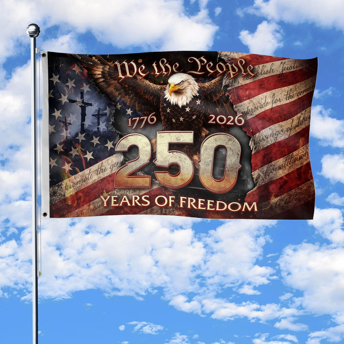 We The People 250th Anniversary Flag, 250 Years of Freedom Flag, USA Independence Day Decor, Fourth of July Gift, Celebration 1776-2026