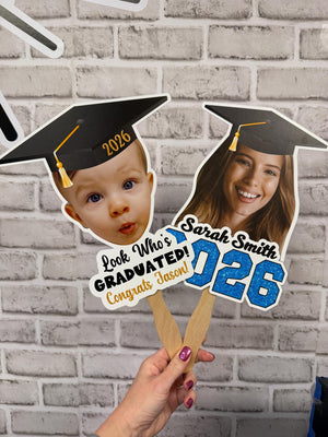 Grad Big Head Face Fan - Class of 2026 Graduate Party Favor