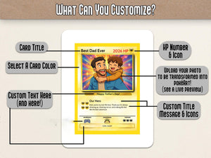 Custom Father's Day Card - Gift For Dad - PKM Trainer Card - Custom Father's Day Gift